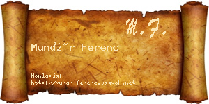 Munár Ferenc névjegykártya